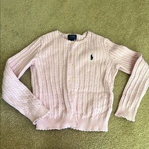 Polo by Ralph Lauren Light Pink Cable Knit Cardigan sz M